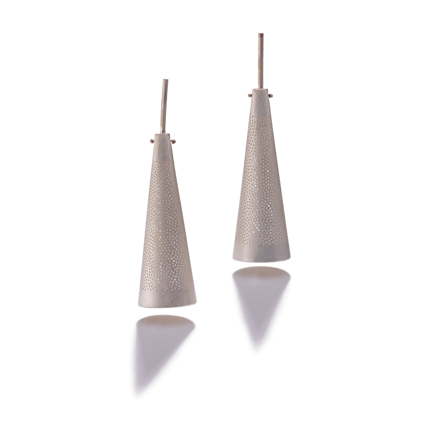 Perforated Sterling Silver Cone Earrings