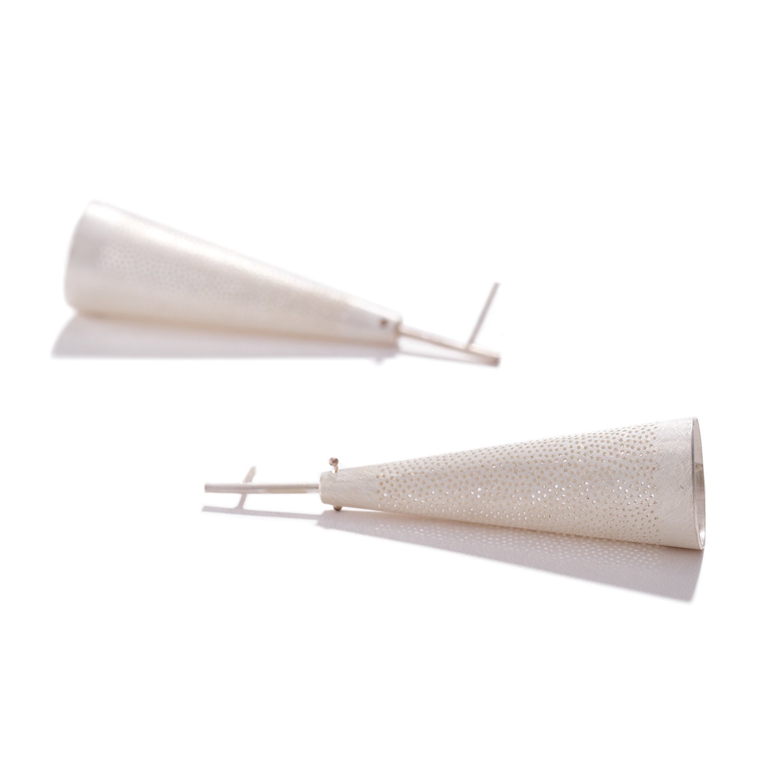 Perforated Sterling Silver Cone Earrings