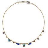 Lapis, Cast Bone & Boulder Opal Necklace I