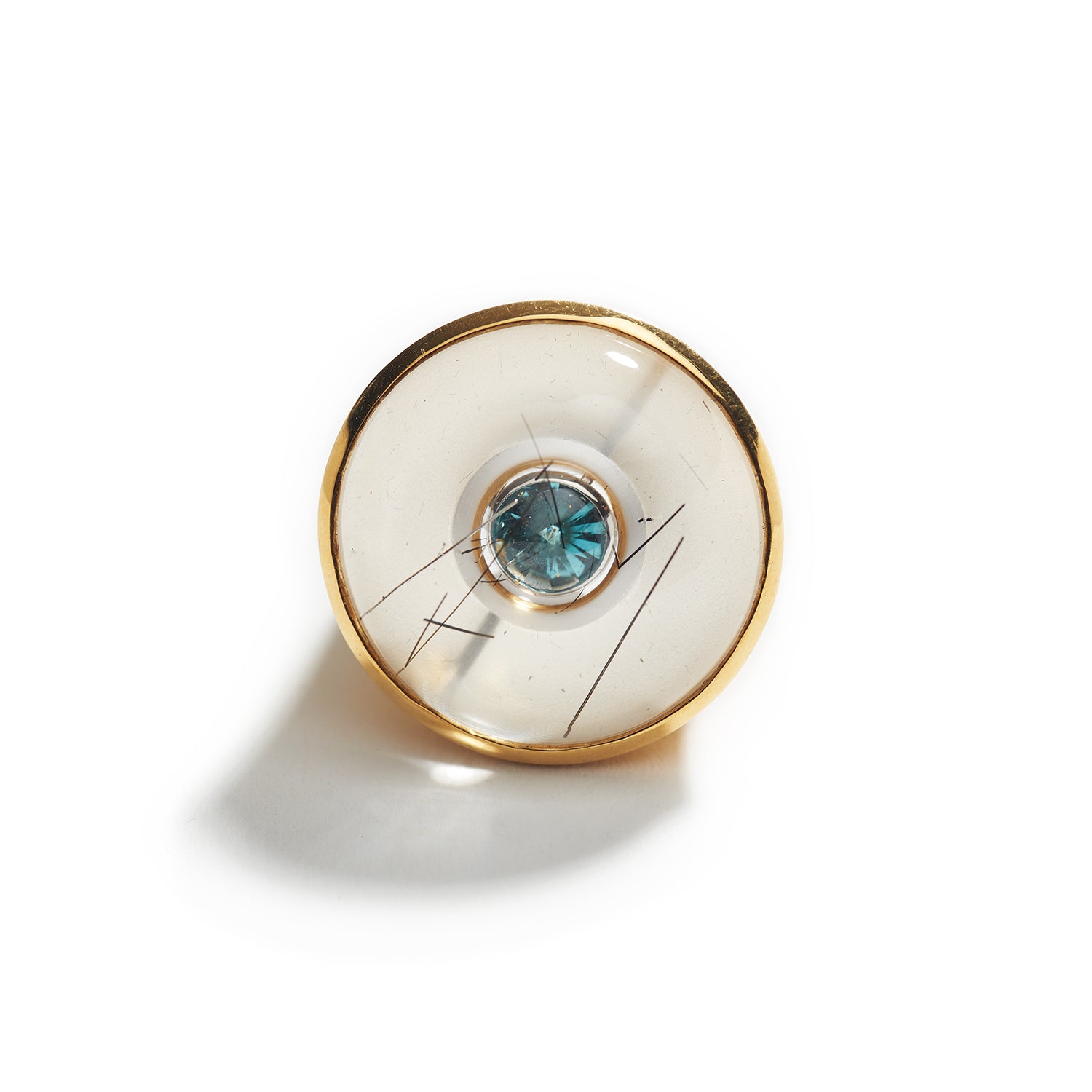 Quartz with Tourmaline Needles & Aquamarine Ring