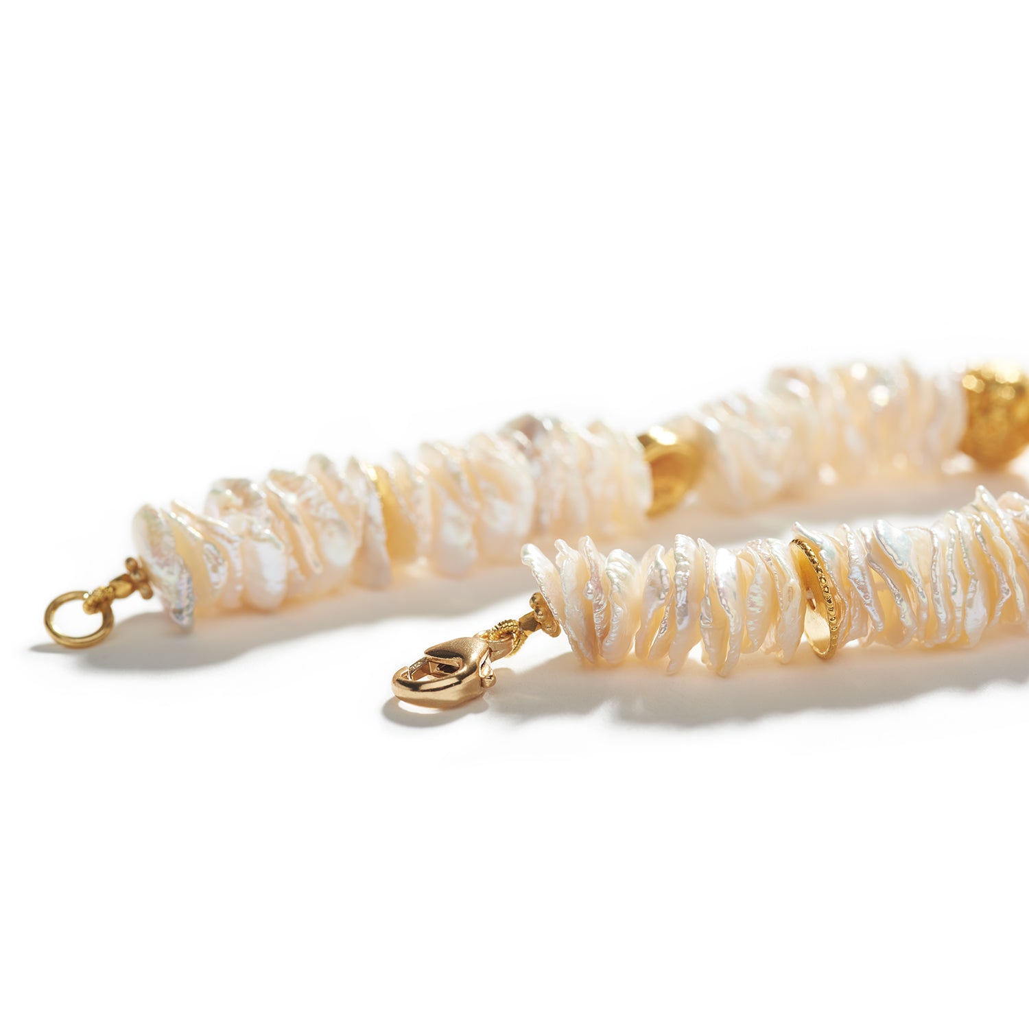 Flat Keshi Pearl & Gold Bracelet
