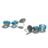 Meteorite & Blue Topaz Triple Drop Earrings