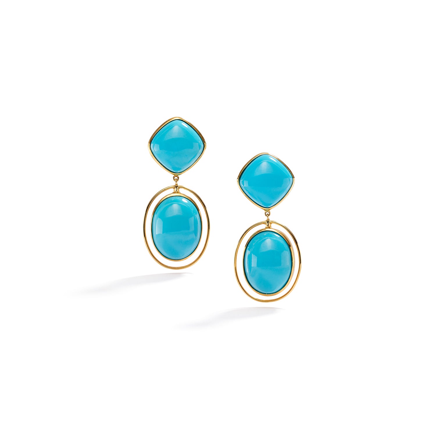 14K Sleeping Beauty Tumbeled Round Turquoise Lever back Earrings