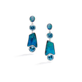 Black Opal and Blue Zircon Earrings