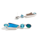 Black Opal and Blue Zircon Earrings