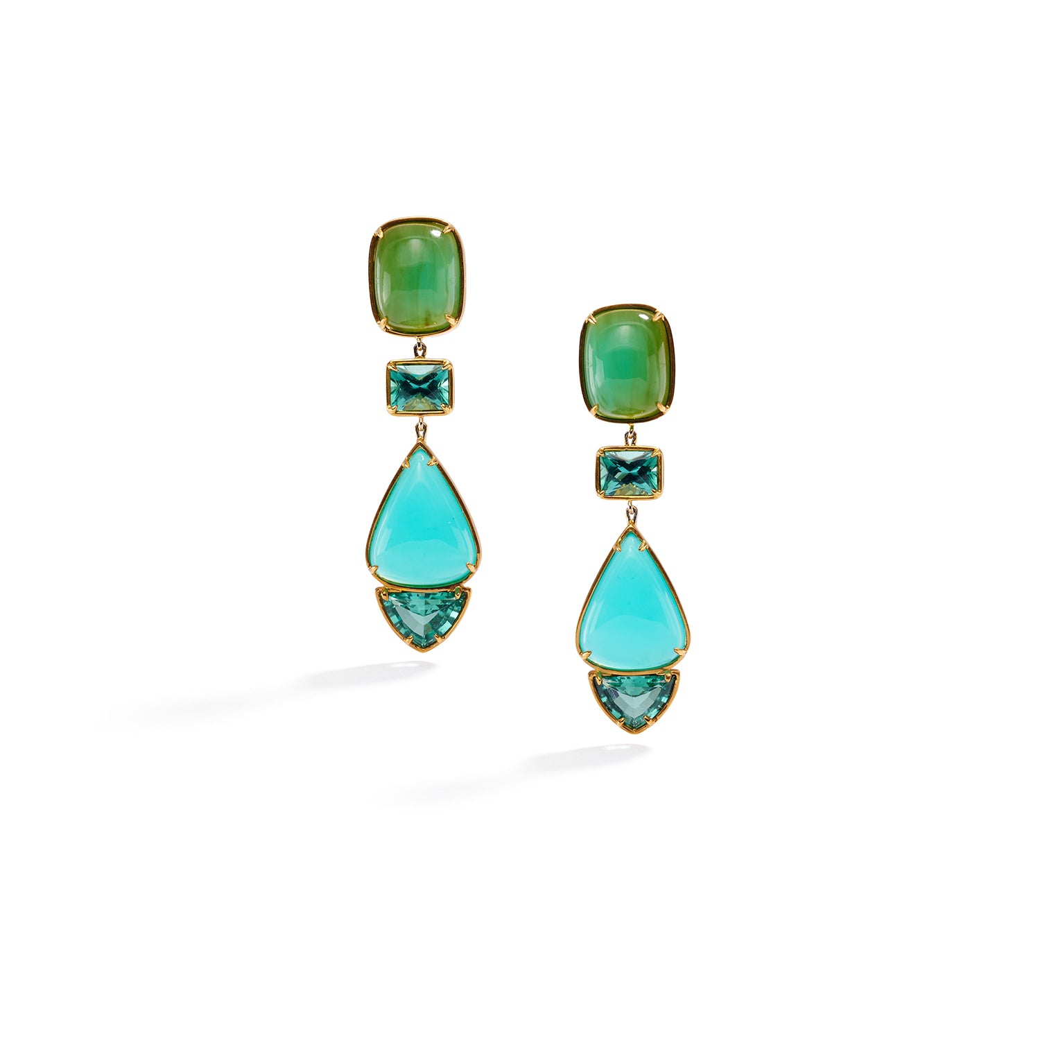 Peruvian Opal and Lagoon Tourmaline Earrings